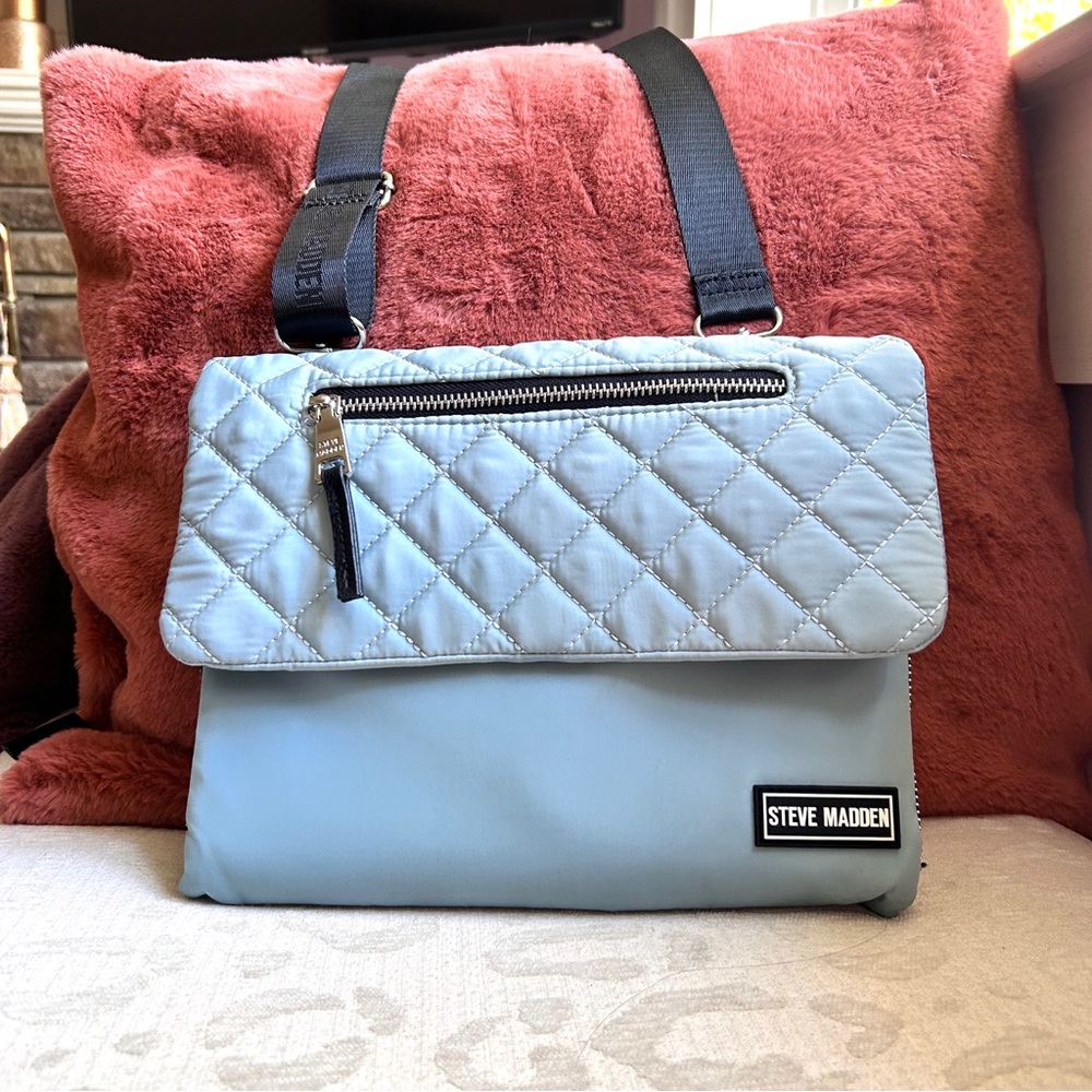 Steve Madden Light Blue Quilted Nylon Crossbody Bag - Picture 10 of 10